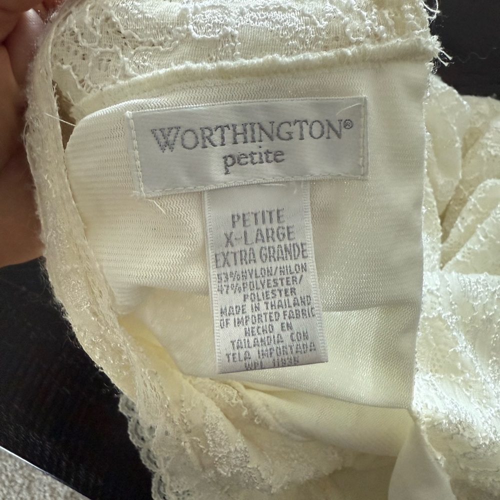 Worthington Cream Relaxed Blouse with High Neckline - Picture 2 of 12
